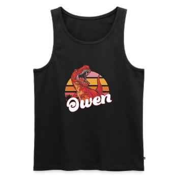 OWEN - Beautiful boy name with T-REX Dino - Men's Premium Organic Tank Top - black - Front - AI Model Male 178 light (178cm)