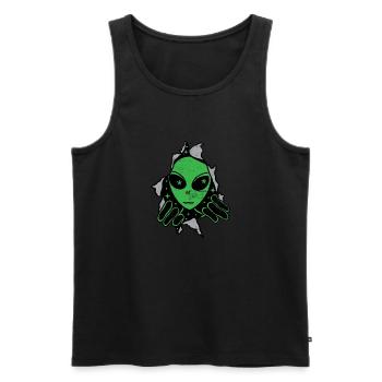 Cadeau OVNI extraterrestre - Débardeur bio Premium Homme - noir - Devant - Michal (187cm)