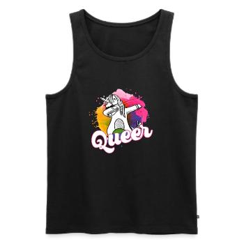 Licorne cool dabbing: Queer et fière de l’être! - Débardeur bio Premium Homme - noir - Devant - Michal (187cm)