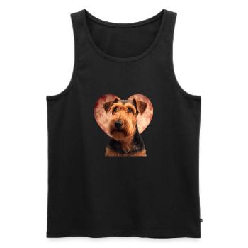 Airedale Terrier Valentins Tag - Männer Premium Bio Tank Top - Schwarz - Vorne - AI Model Male 178 light (178cm)