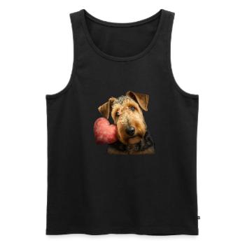 Airedale Terrier Valentins Tag - Männer Premium Bio Tank Top - Schwarz - Vorne - AI Model Male 178 light (178cm)