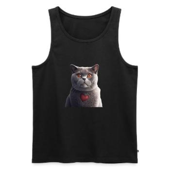 British Shorthair Valentine's Day - Men's Premium Organic Tank Top - black - Front - AI Model Male 178 light (178cm)
