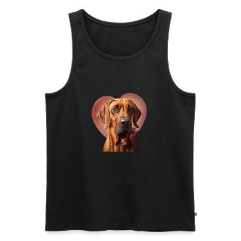Rhodesian Ridgeback Saint-Valentin - Débardeur bio Premium Homme - noir - Devant - AI Model Male 178 light (178cm)