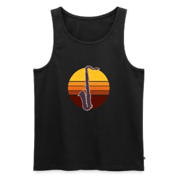 Retro Saxophone Geschenkidee - Männer Premium Bio Tank Top - Schwarz - Vorne - AI Model Male 178 light (178cm)