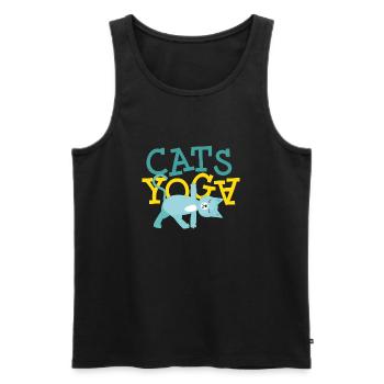 Cats Yoga Katzenfreund - Männer Premium Bio Tank Top - Schwarz - Vorne - Michal (187cm)