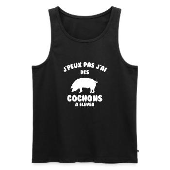 J’peux pas j’ai des cochons à élever - Débardeur bio Premium Homme - noir - Devant - Michal (187cm)