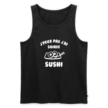 J’peux pas j’ai soirée sushi - Débardeur bio Premium Homme - noir - Devant - Michal (187cm)