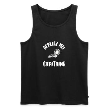 Appelez moi capitaine - Débardeur bio Premium Homme - noir - Devant - Michal (187cm)