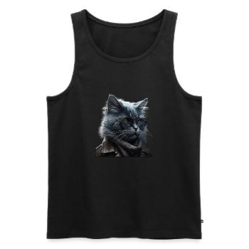 Stylish cool cat with sunglasses - Men's Premium Organic Tank Top - black - Front - Michal (187cm)