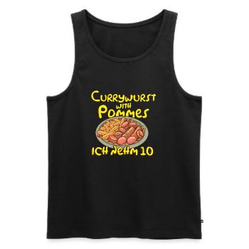 Currywurst mit Pommes Ich nehm 10 Geschenk - Männer Premium Bio Tank Top - Schwarz - Vorne - Michal (187cm)