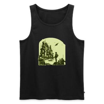 Science Fiction Comic Artwork in 8 Bit Retro Style - Men's Premium Organic Tank Top - black - Front - AI Model Male 178 light (178cm)