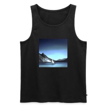 Schiff Segelt auf einem kleinen See - Männer Premium Bio Tank Top - Schwarz - Vorne - AI Model Male 178 light (178cm)