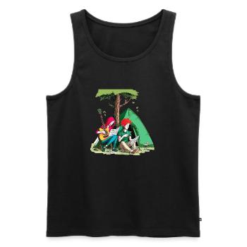 Camping romantisch Vintage - Männer Premium Bio Tank Top - Schwarz - Vorne - AI Model Male 178 light (178cm)