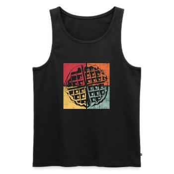 Gourmet-Hobbykoch im Waffeldesign im Retro-Design - Männer Premium Bio Tank Top - Schwarz - Vorne - Michal (187cm)