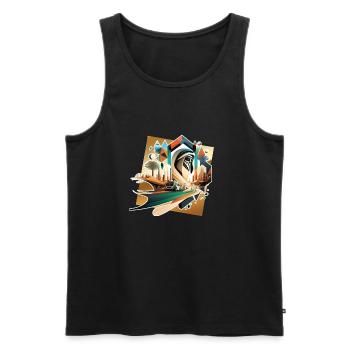 abstract uae in the future cartoon - Men's Premium Organic Tank Top - black - Front - AI Model Male 178 light (178cm)