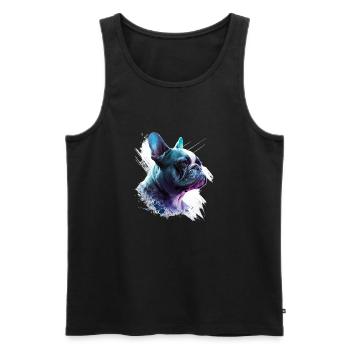Frenchie French Bulldog Peinture abstraite couleur - Débardeur bio Premium Homme - noir - Devant - Michal (187cm)