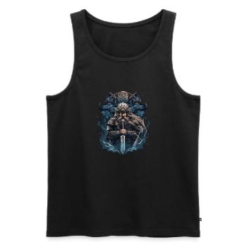 Wikinger Nordmann: Elegantes nordisches Design - Männer Premium Bio Tank Top - Schwarz - Vorne - AI Model Male 178 light (178cm)
