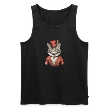 Chat dans 1800 ans style habillé noble baroque - Débardeur bio Premium Homme - noir - Devant - AI Model Male 178 light (178cm)