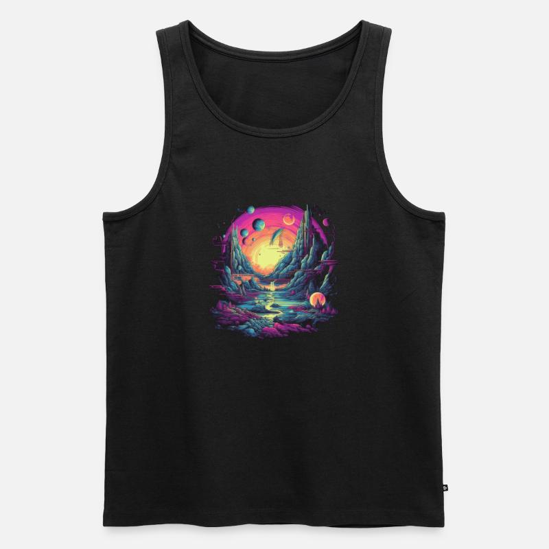 Futuristisch Leben auf Planeten - Männer Premium Bio Tank Top - Schwarz