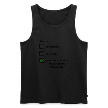 je suis pour les animaux la planète et l'humanité - Débardeur bio Premium Homme - noir - Devant - AI Model Male 178 light (178cm)