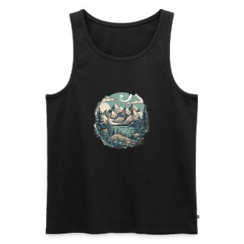 Natur Abenteuer Wandern Camping Design - Männer Premium Bio Tank Top - Schwarz - Vorne - Michal (187cm)