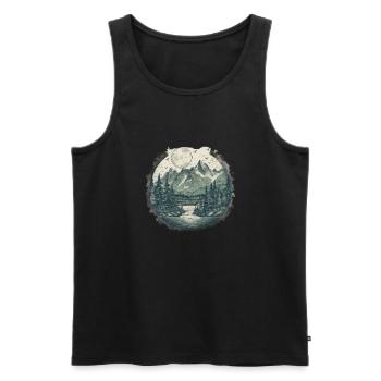 Natur Abenteuer Wandern Camping Design - Männer Premium Bio Tank Top - Schwarz - Vorne - Michal (187cm)