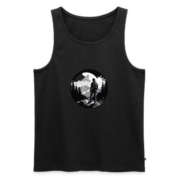Wandern Berge Bäume Alpen - Männer Premium Bio Tank Top - Schwarz - Vorne - Michal (187cm)