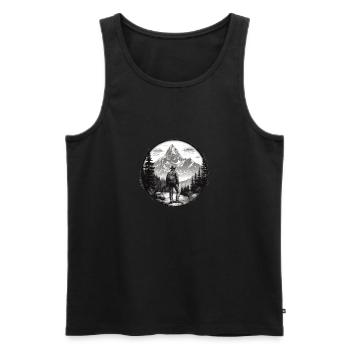 Randonnées Montagnes Arbres Alpes - Débardeur bio Premium Homme - noir - Devant - Michal (187cm)