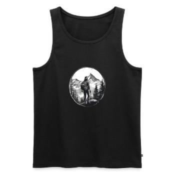Wandern Berge Bäume Alpen - Männer Premium Bio Tank Top - Schwarz - Vorne - Michal (187cm)
