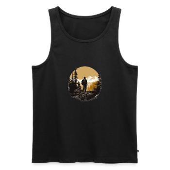 Hiking Mountains Trees Alps - Men's Premium Organic Tank Top - black - Front - AI Model Male 178 light (178cm)