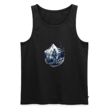 Wandern Berge Bäume Alpen - Männer Premium Bio Tank Top - Schwarz - Vorne - Michal (187cm)