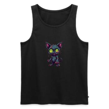 Chat zombie d’Halloween - Chat effrayant mignon - Débardeur bio Premium Homme - noir - Devant - AI Model Male 178 light (178cm)