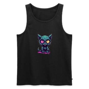 Halloween Zombie Katze - Niedliche gruselige Katze - Männer Premium Bio Tank Top - Schwarz - Vorne - AI Model Male 178 light (178cm)