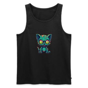 Halloween Zombie Katze - Niedliche gruselige Katze - Männer Premium Bio Tank Top - Schwarz - Vorne - AI Model Male 178 light (178cm)