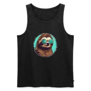 Sloth with sunglasses, sluggishness - Men's Premium Organic Tank Top - black - Front - AI Model Male 178 light (178cm)