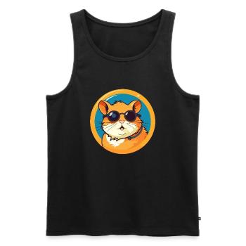 Hamster mit Sonnenbrille, Nagetier, Kleintier - Männer Premium Bio Tank Top - Schwarz - Vorne - AI Model Male 178 light (178cm)