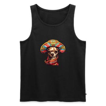 Chihuahua | Mexique | Chien Amusant Chapeau - Débardeur bio Premium Homme - noir - Devant - Michal (187cm)