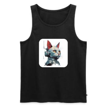 Retro Cyborg Robot Space Cat VI - Men's Premium Organic Tank Top - black - Front - AI Model Male 178 light (178cm)