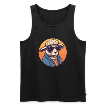 Lamb with sunglasses, sheep, woolly - Men's Premium Organic Tank Top - black - Front - Michal (187cm)
