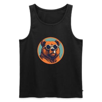 Ours avec lunettes de soleil, grizzly, nounours, ourson - Débardeur bio Premium Homme - noir - Devant - Michal (187cm)