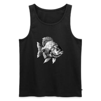 Der Piranha mit Bleistift - Männer Premium Bio Tank Top - Schwarz - Vorne - AI Model Male 178 light (178cm)