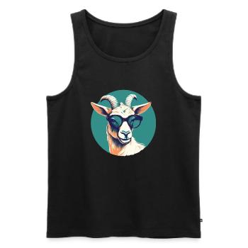 Ziege mit Sonnenbrille, gehörntes Säugetier, Ziege - Männer Premium Bio Tank Top - Schwarz - Vorne - AI Model Male 178 light (178cm)