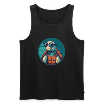 Tortue, Reptile, Tortue, Chélonien - Débardeur bio Premium Homme - noir - Devant - AI Model Male 178 light (178cm)