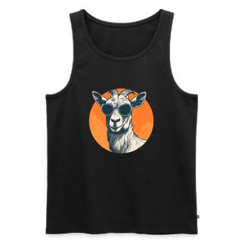 Ziege mit Sonnenbrille, gehörntes Säugetier, Ziege - Männer Premium Bio Tank Top - Schwarz - Vorne - AI Model Male 178 light (178cm)