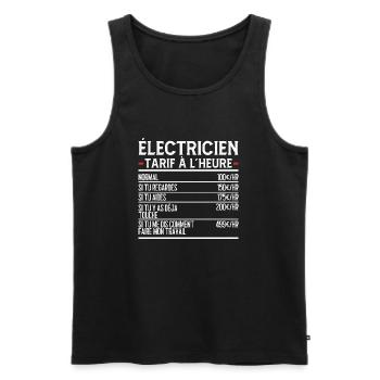 Électricien Idée Cadeau Humour - Débardeur bio Premium Homme - noir - Devant - Michal (187cm)