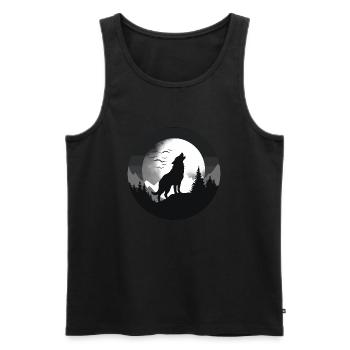 Wolf, Wild Dog, Grey Wolf, Canis lupus - Men's Premium Organic Tank Top - black - Front - AI Model Male 178 light (178cm)
