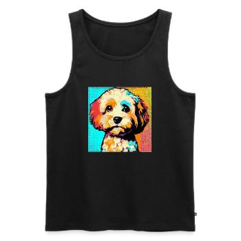 Cavapoo Pop Art - Débardeur bio Premium Homme - noir - Devant - AI Model Male 178 light (178cm)