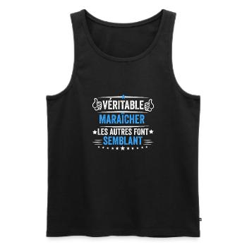 T-shirt Maraîcher idée cadeau Maraicher - Débardeur bio Premium Homme - noir - Devant - Michal (187cm)