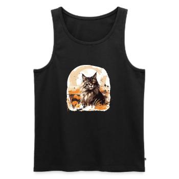 Maine Coon Herbst Halloween Katze - Männer Premium Bio Tank Top - Schwarz - Vorne - Michal (187cm)