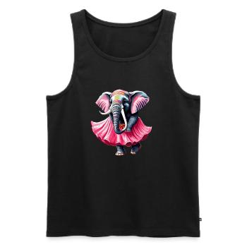 Dancing elephant in pink skirt - Men's Premium Organic Tank Top - black - Front - Michal (187cm)
